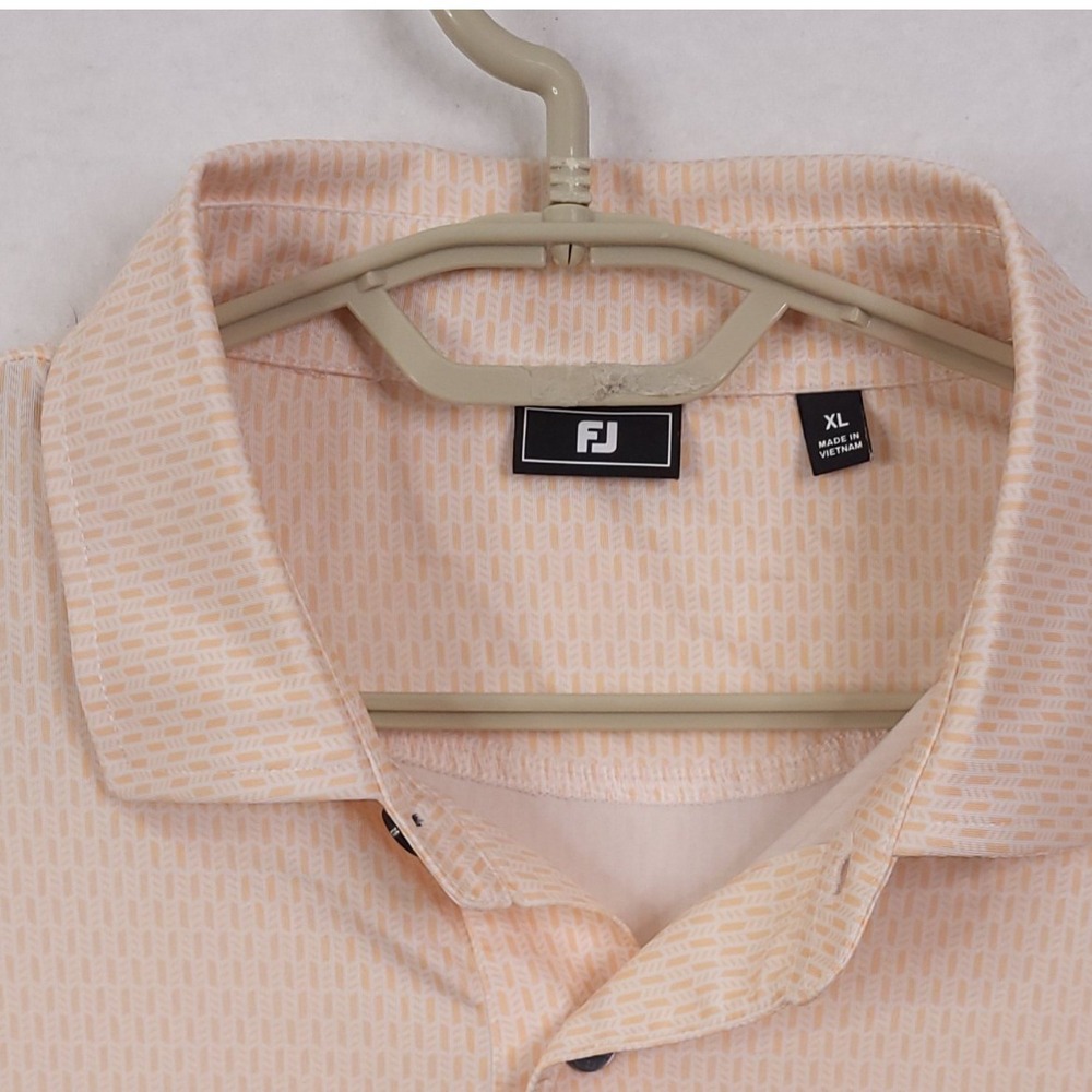 FootJoy Polo Shirt Mens XL Peach Geometric Ship Wheel Nautical Golf Performance